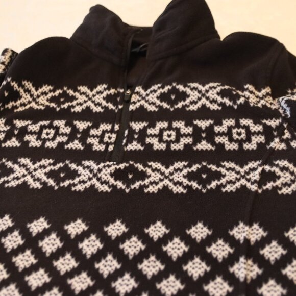 Land's End Black and White Lightweight Fleece Quarter Zip Medium Active Outdoors - Picture 8 of 14